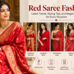 Red Saree Fashion Editorial Collage